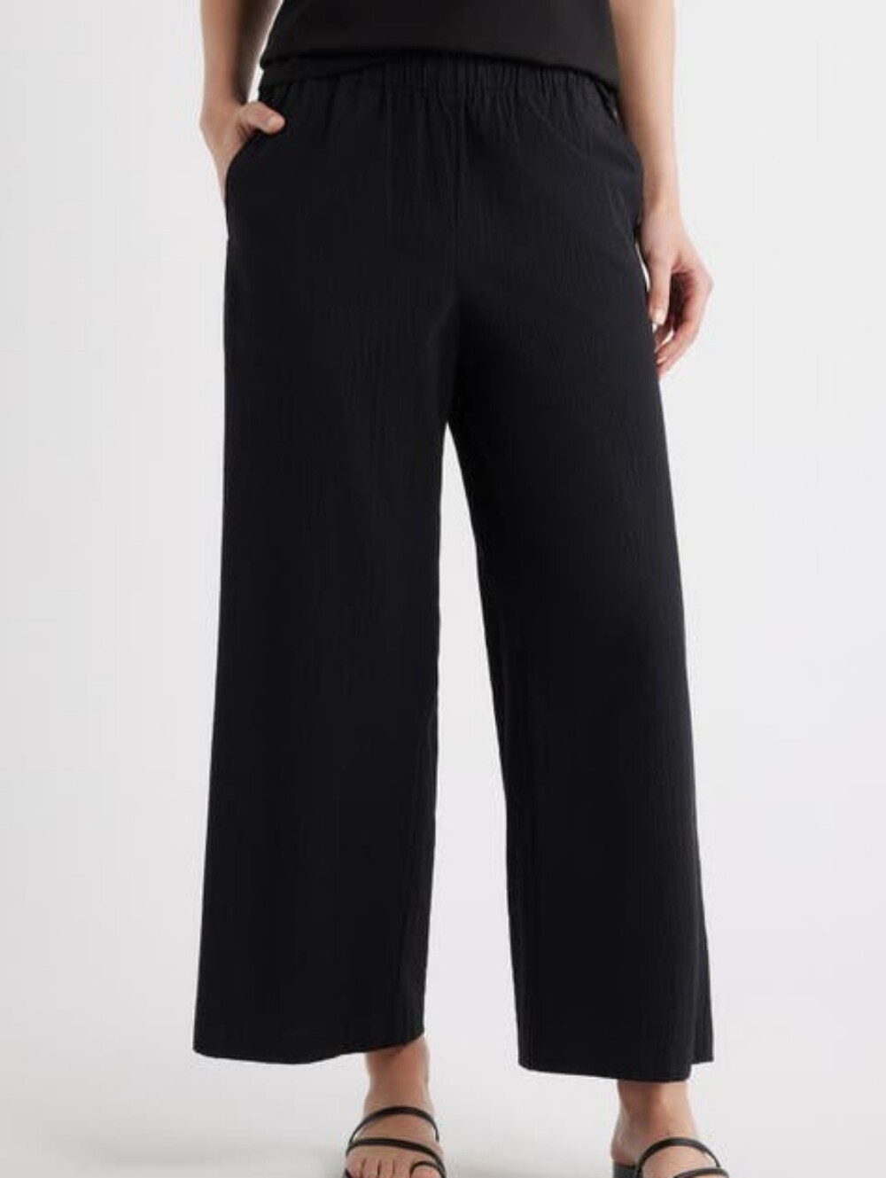 Eileen Fisher – Black Wide Leg Pull-On Pants | Stretch Knit Plus Size 2X